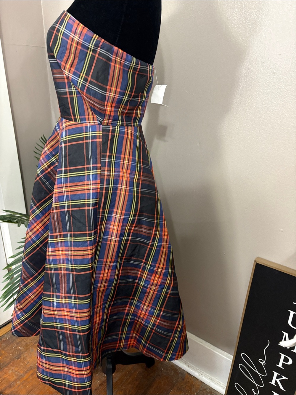 NWT Vintage J.Crew Silk Taffeta Tartan Strapless Holiday 2006 Dress - Size 2 - Picture 4 of 8
